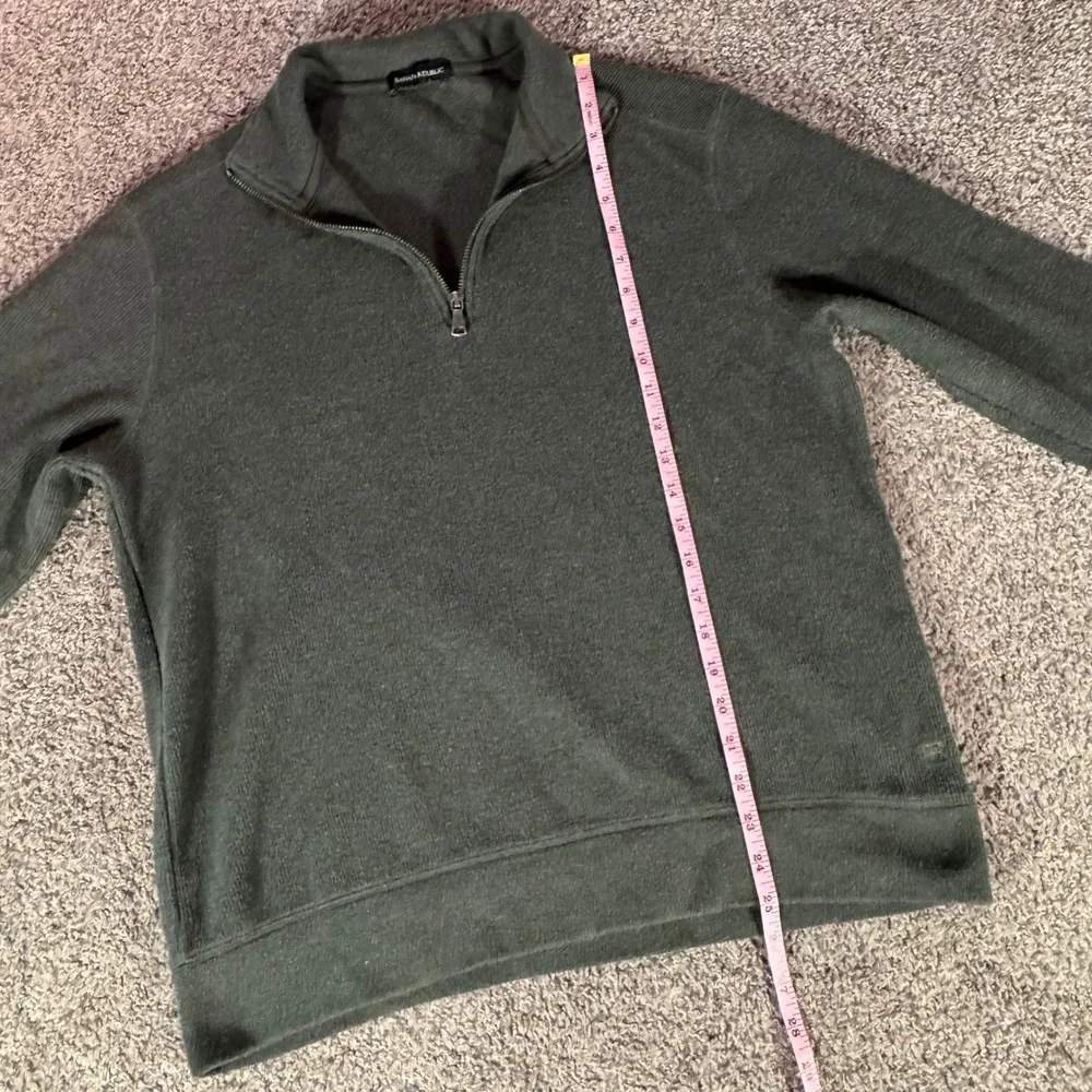 Banana‎ Republic Quarter Zip Pullover Mens L Green Ribbed Knit Sweater Classic